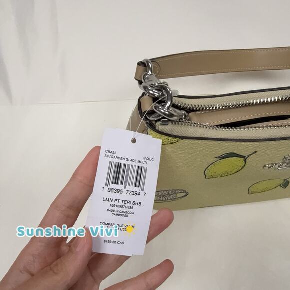 NWT Coach Teri Shoulder Bag Crossbody With Lemon Print In Canvas/Yellow CBA53 - Picture 4 of 8